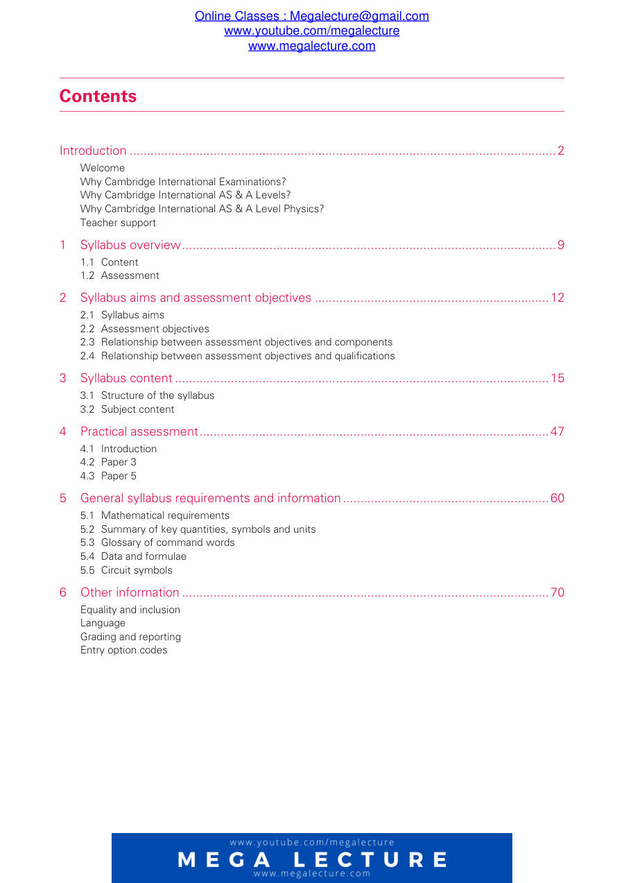 Page 2 of SYLLABUS PHYSIC A LEVEL