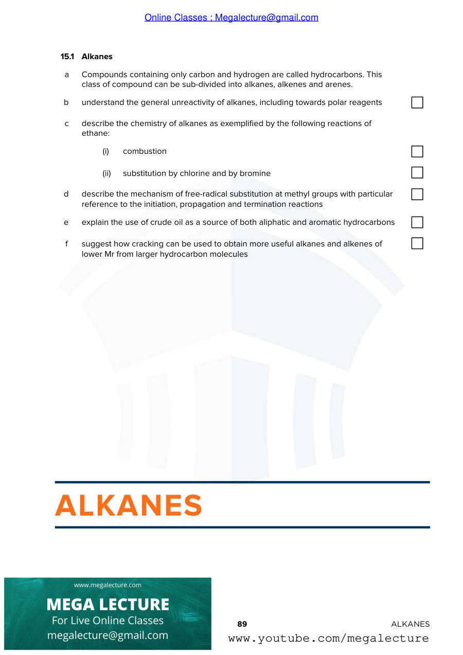 Page 1 of Alkanes Notes