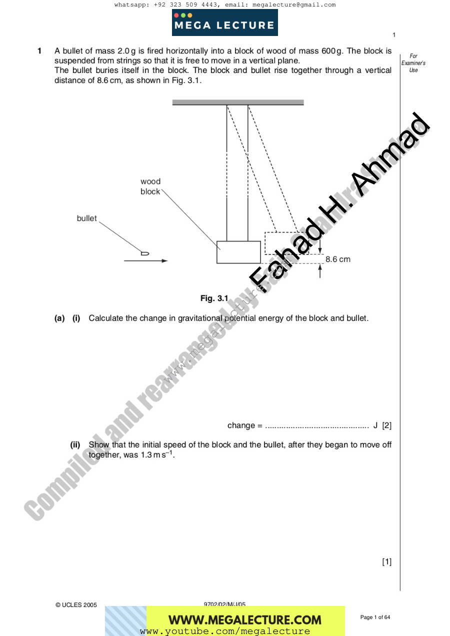 Page 1 of Kinematics And Momentum