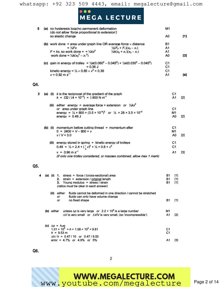 Page 2 of Deforming Solids — Marking scheme