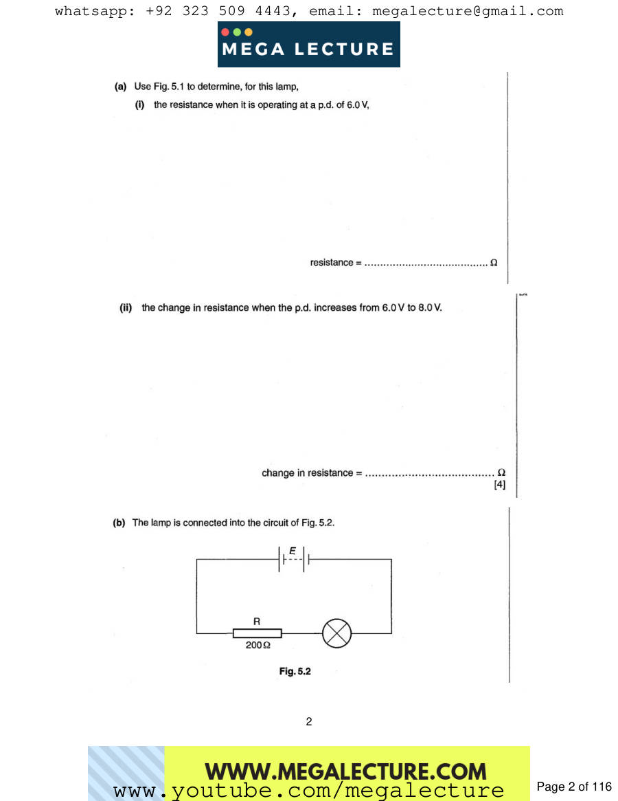 Page 2 of Electricity — Questions