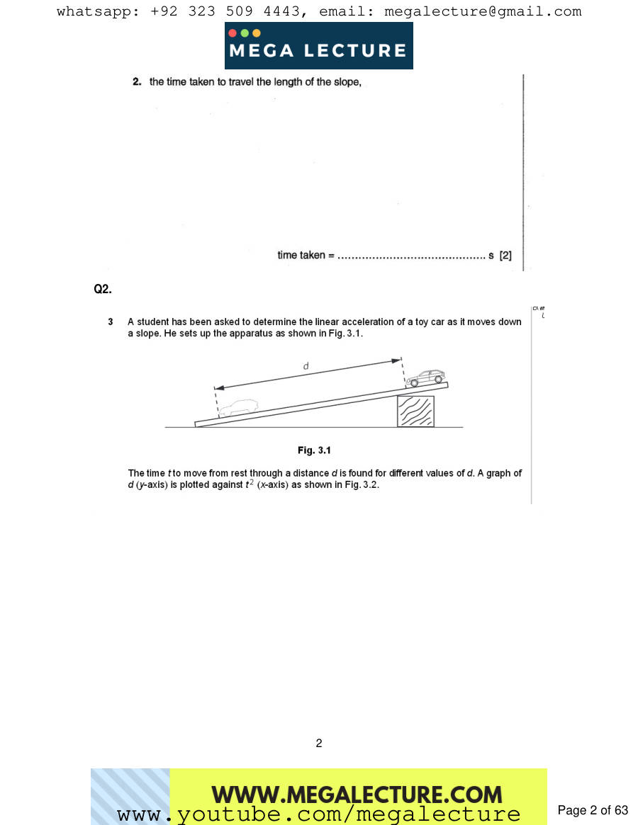 Page 2 of Kinematics — Questions