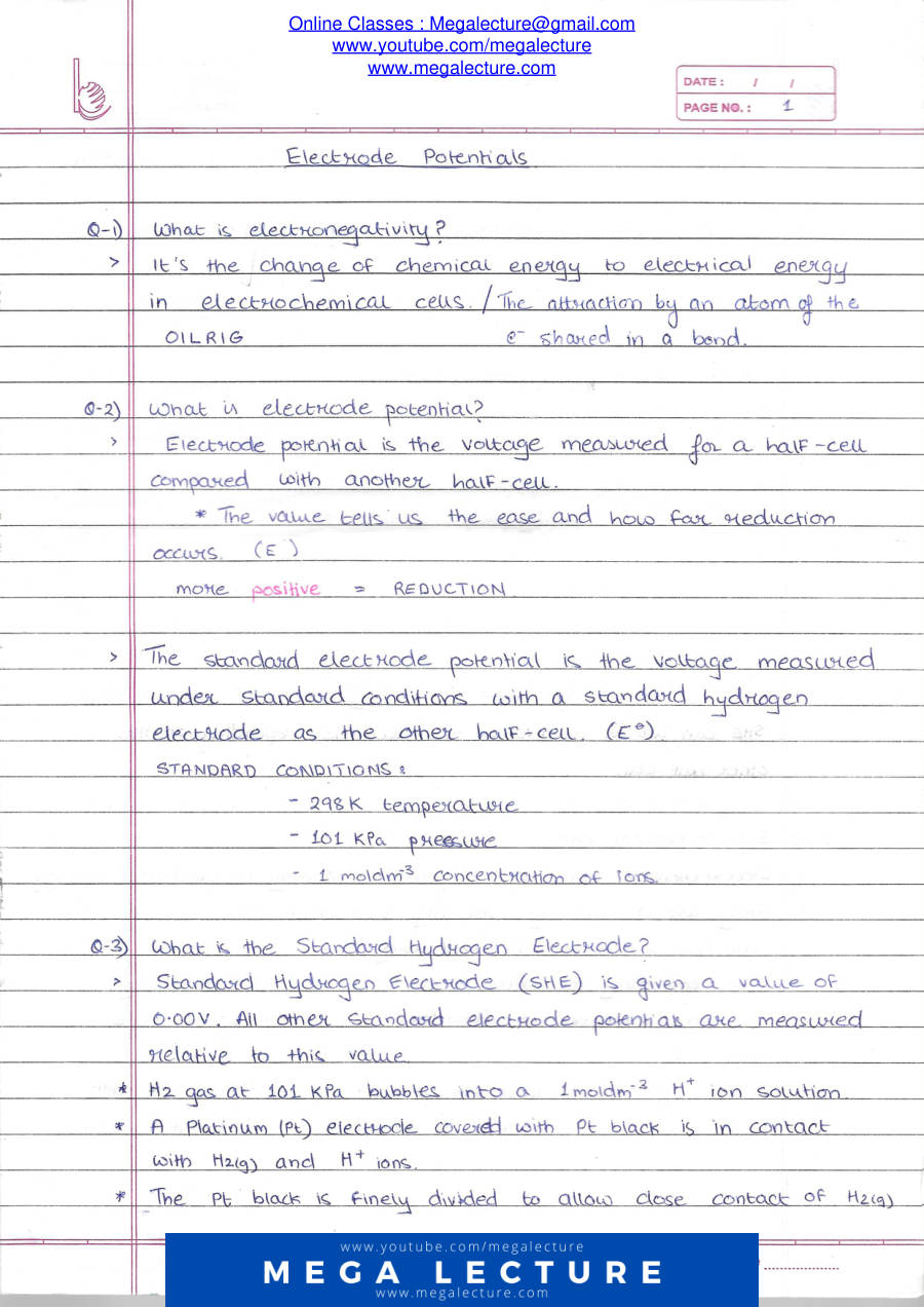 Page 1 of Electrode Potentials