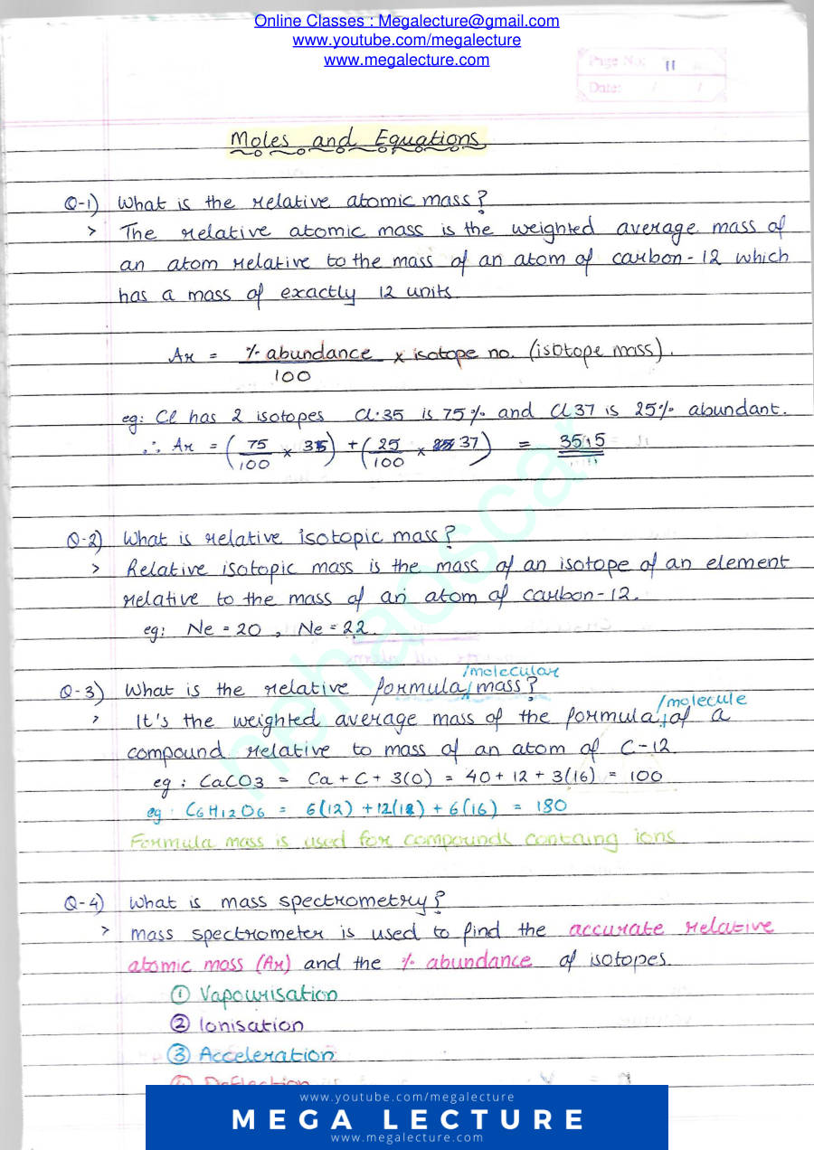 Page 1 of Moles And Equations