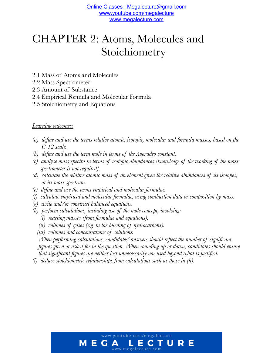Page 1 of Atoms Molecules And Stoichiometry