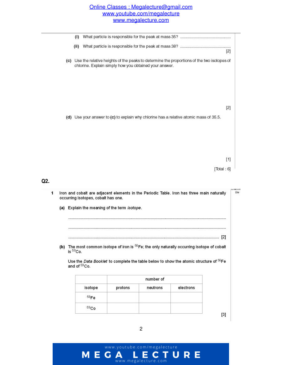 Page 2 of Atomic Structure — Questions