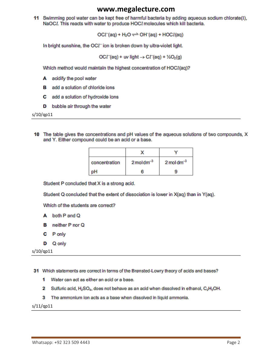 Page 2 of Bronstedlowryacidsbases — Worksheet