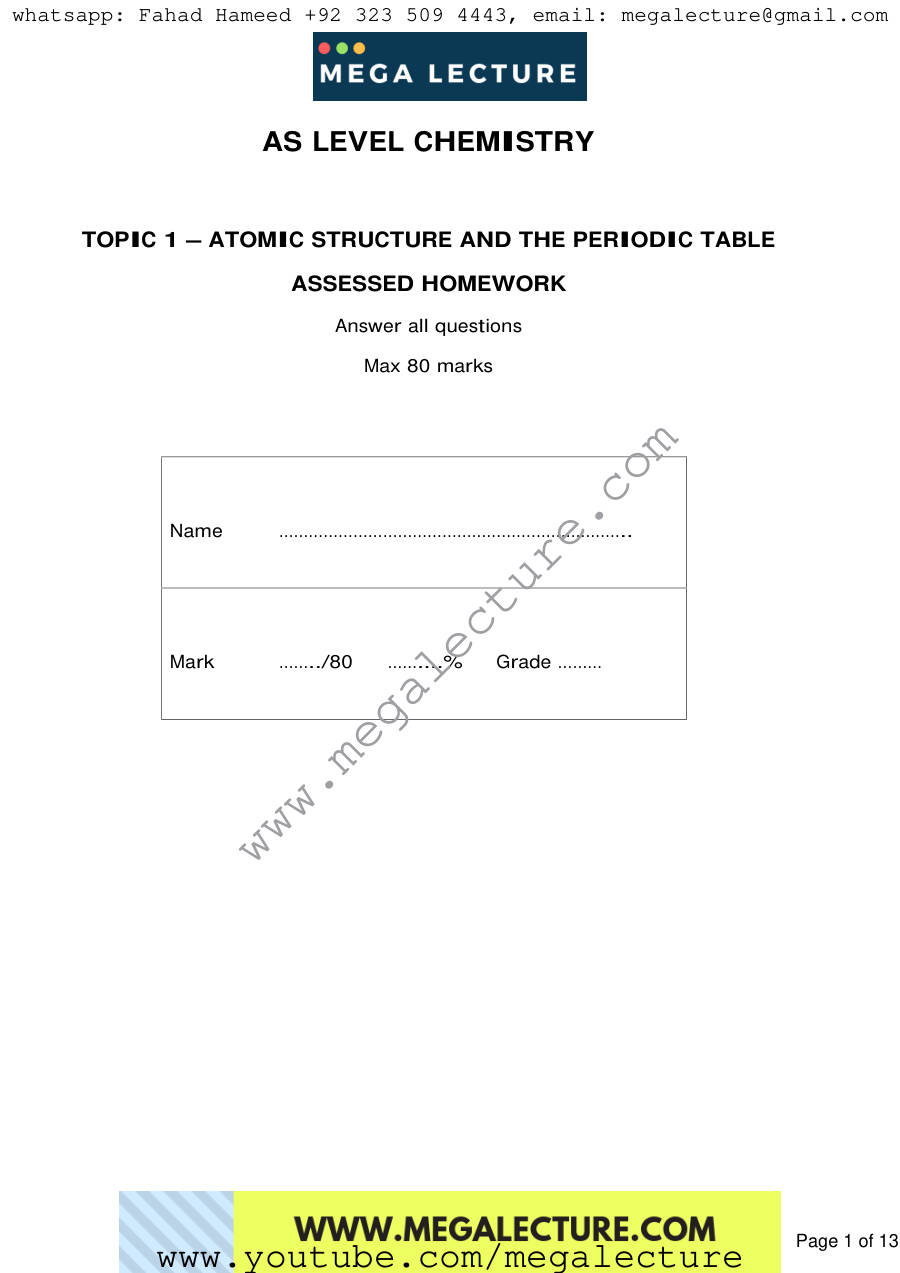 Page 1 of Notes — Worksheet