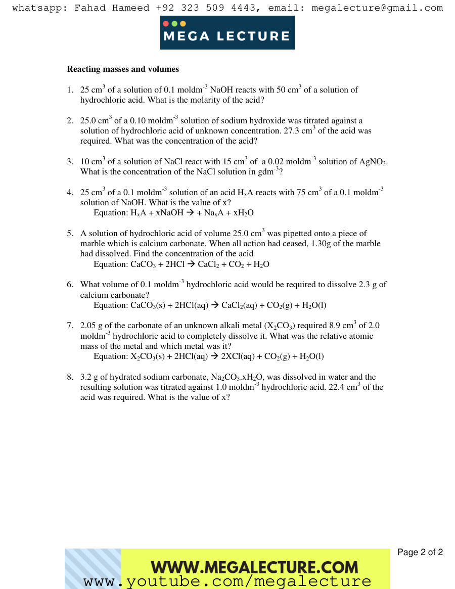 Page 2 of Exercise Solutions — Worksheet