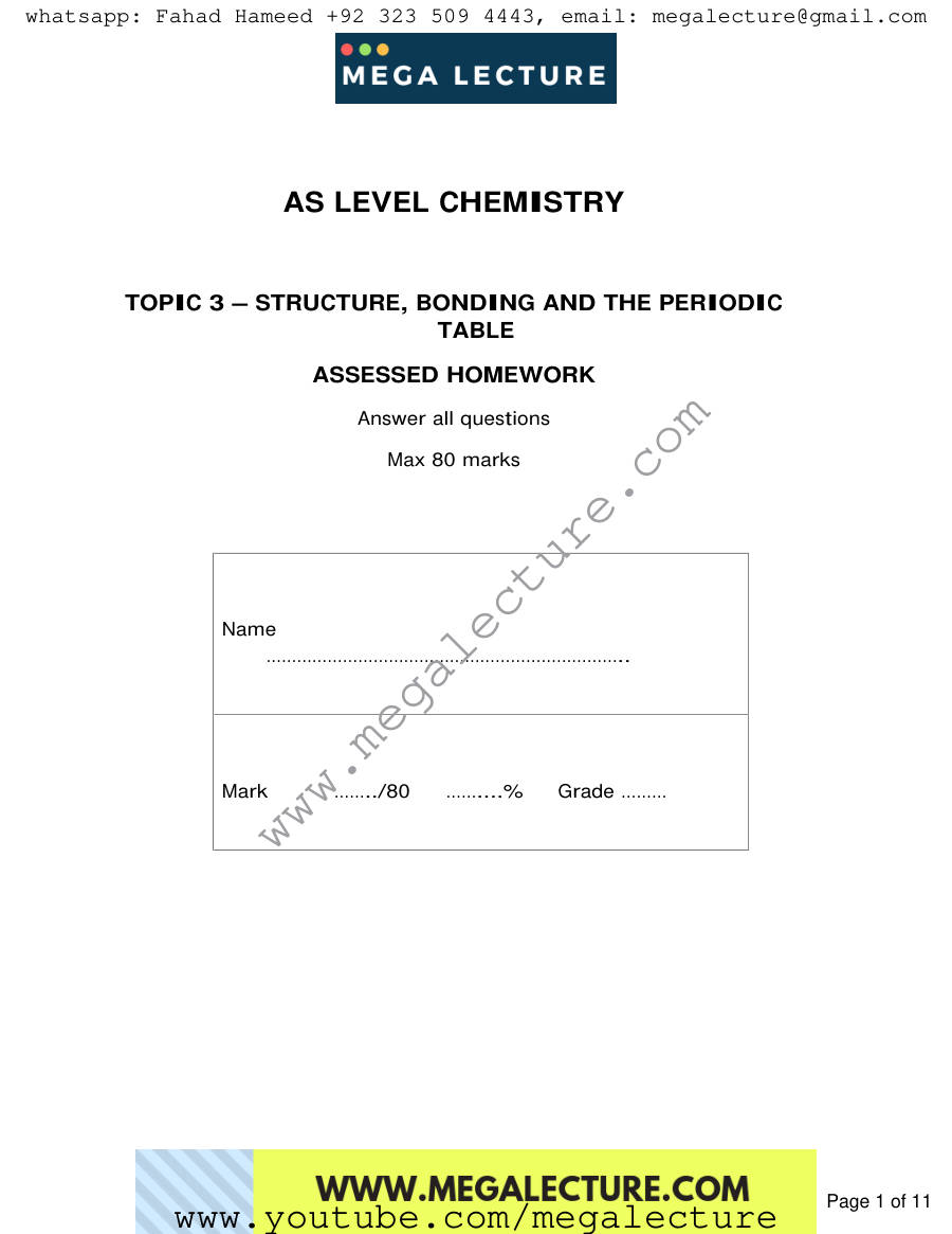 Page 1 of Notes — Worksheet