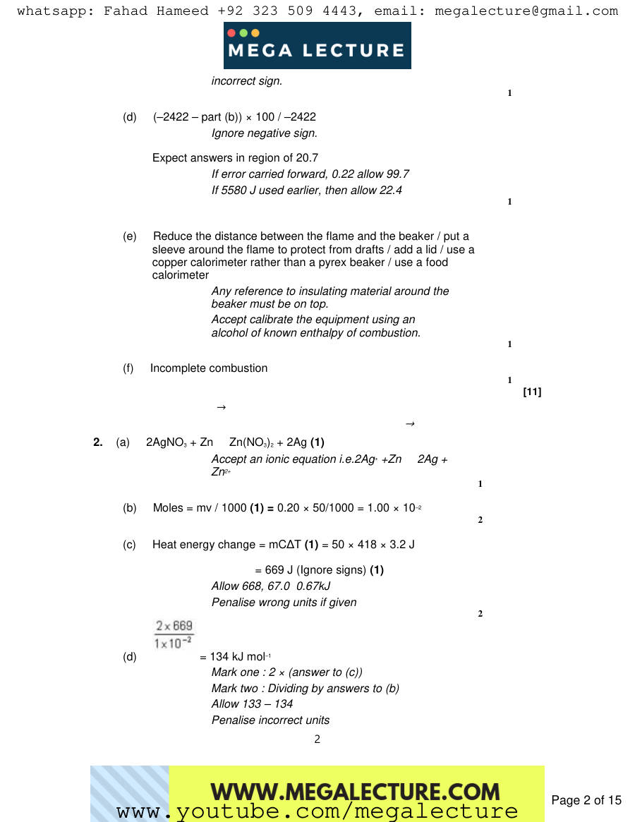 Page 2 of Notes — Marking scheme