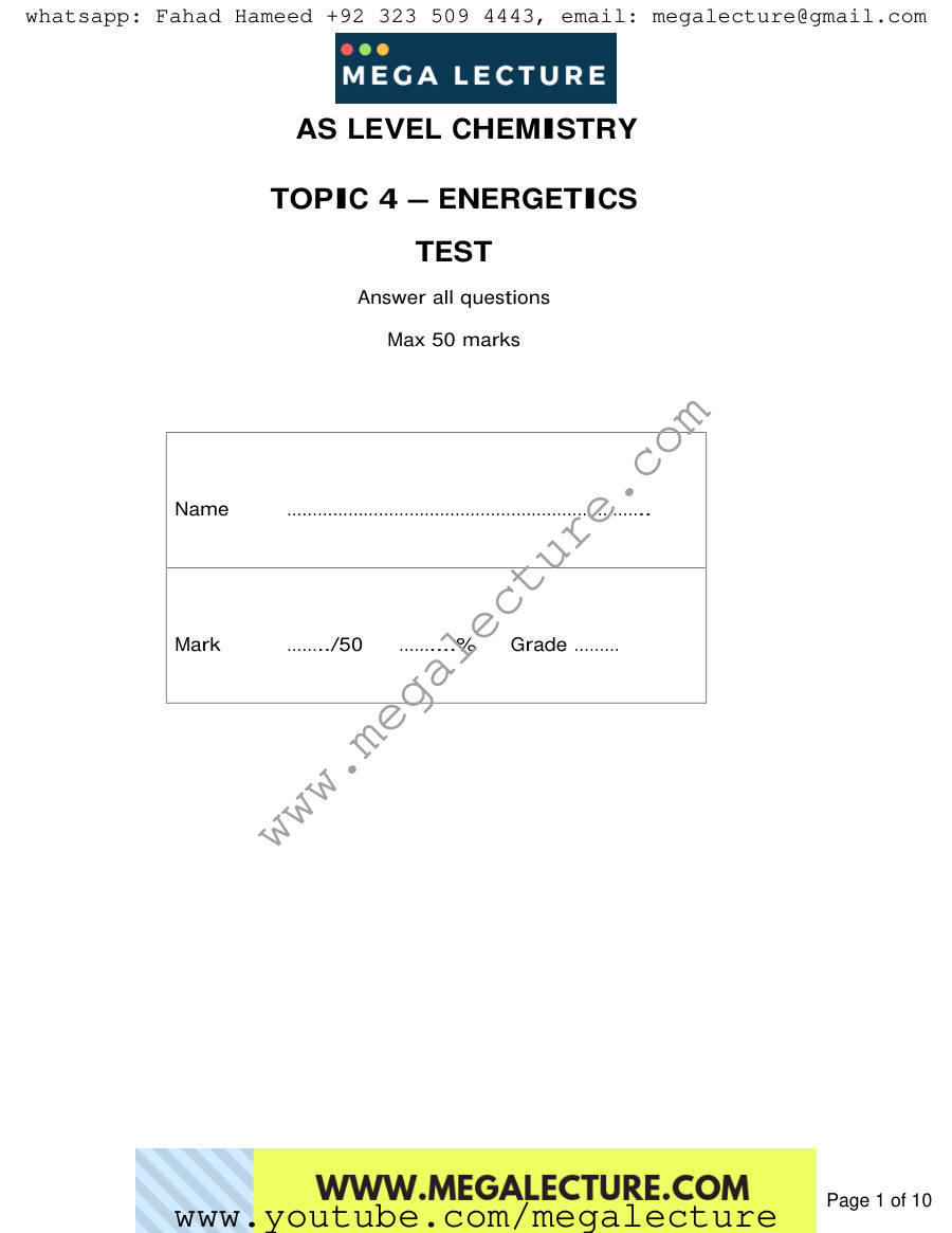 Page 1 of Notes — Worksheet
