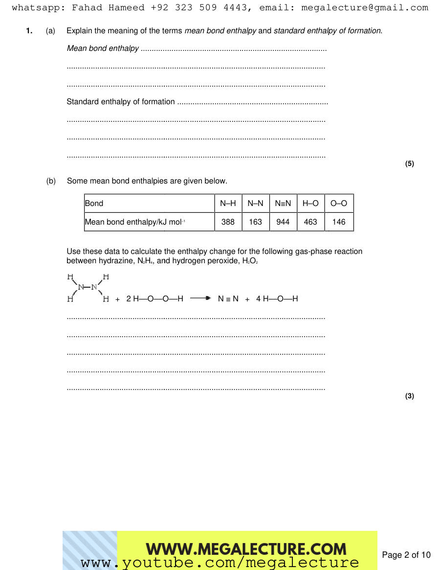 Page 2 of Notes — Worksheet