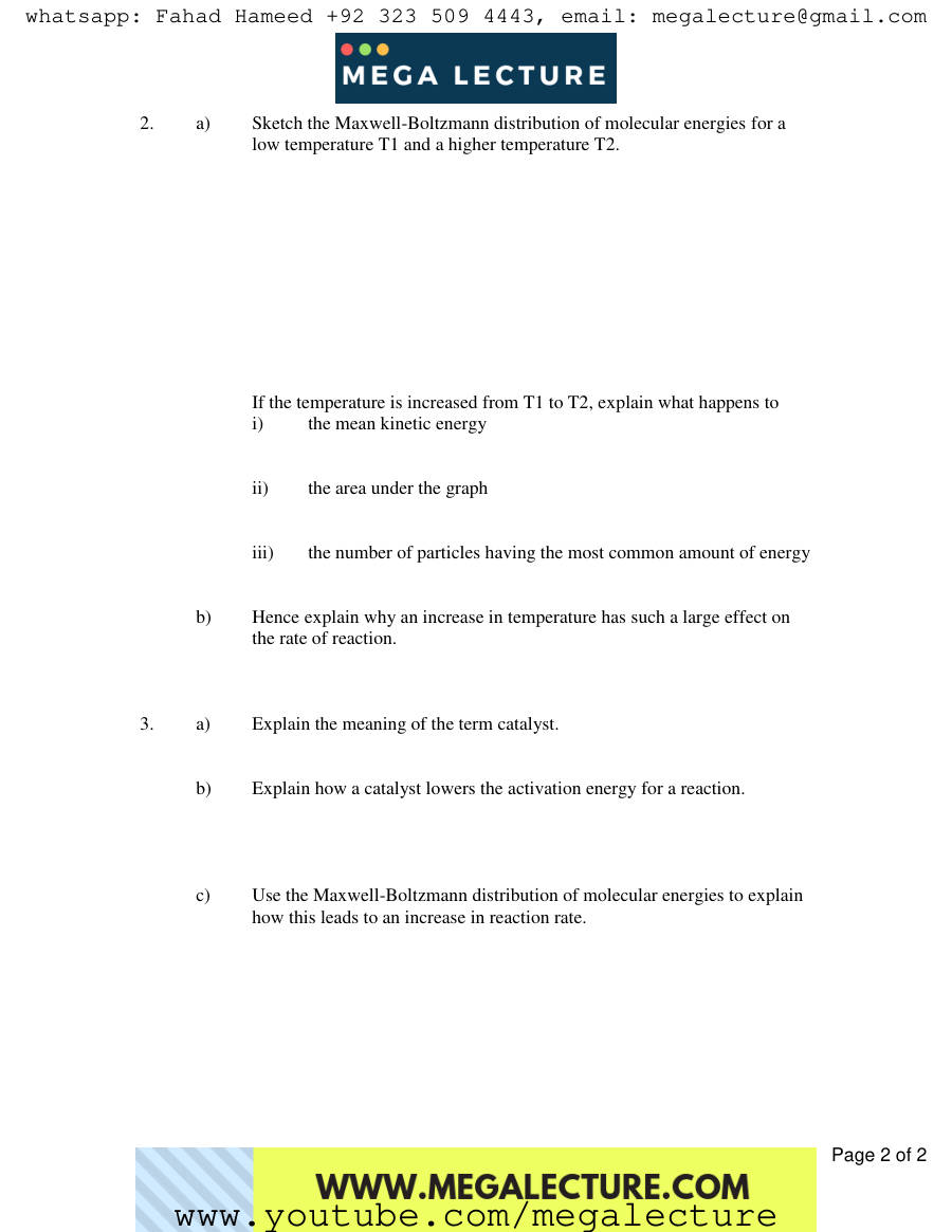 Page 2 of Exercise Rates Of Reaction — Worksheet