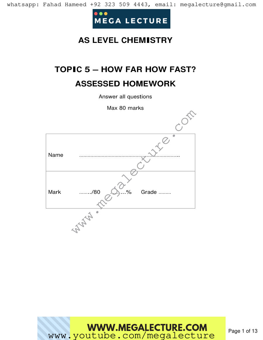Page 1 of Notes — Worksheet
