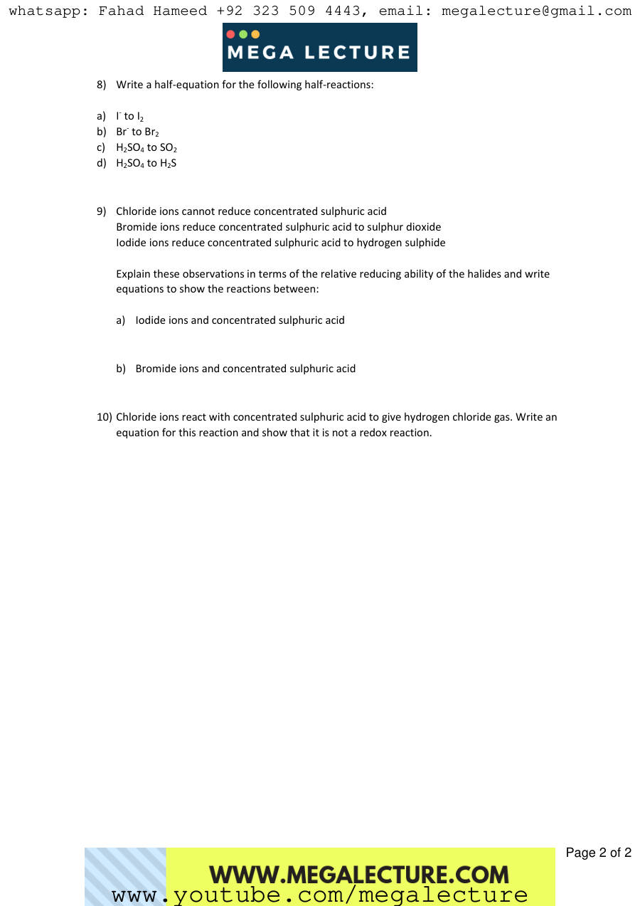 Page 2 of Exercise Reactions Of Halogens And Halides — Worksheet