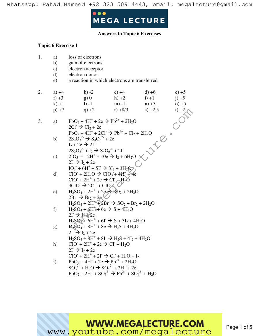 Page 1 of To Exercises — Answers
