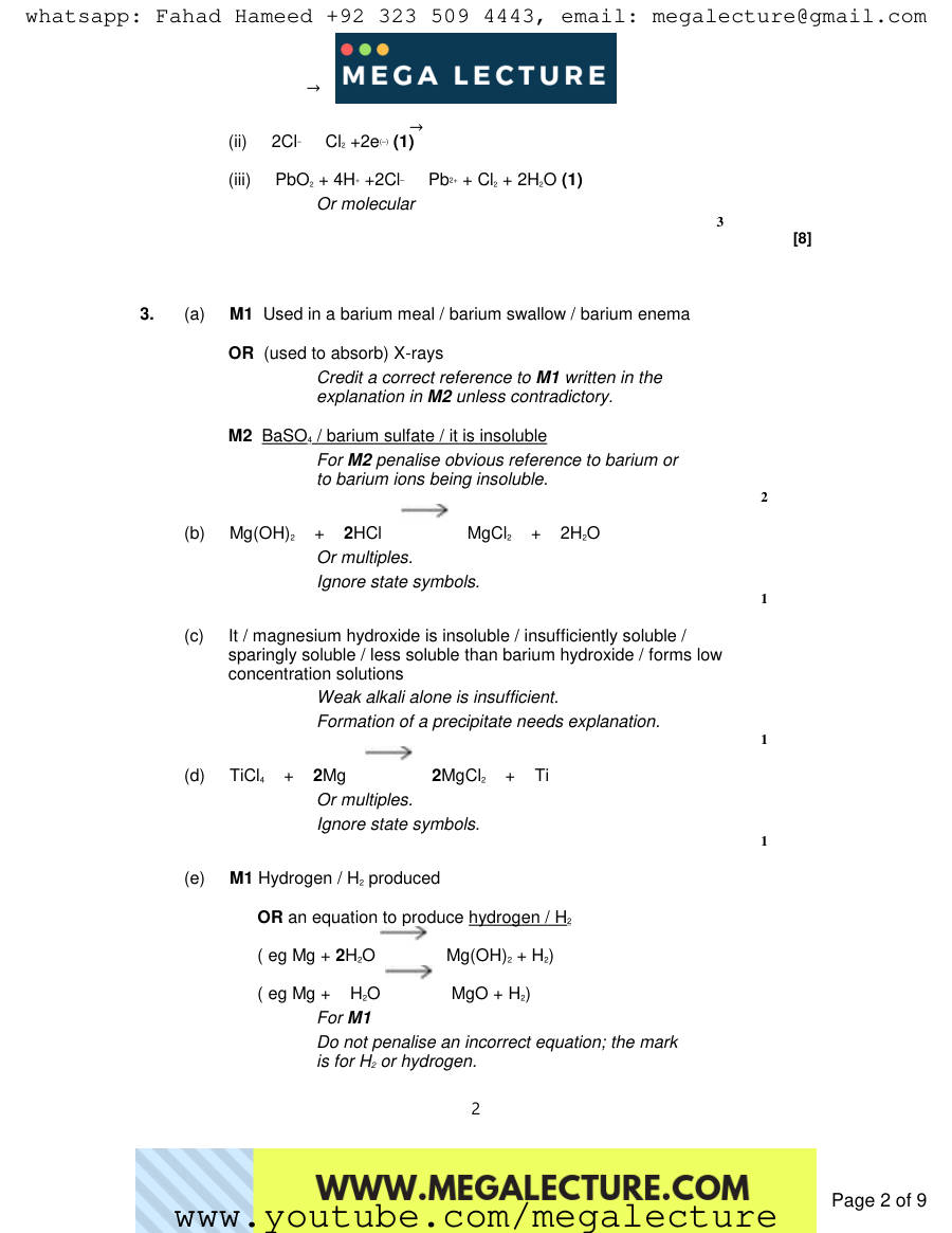 Page 2 of Notes — Marking scheme