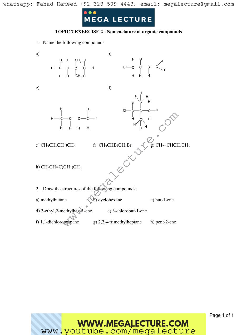 Page 1 of Exercise Nomenclature1 — Worksheet