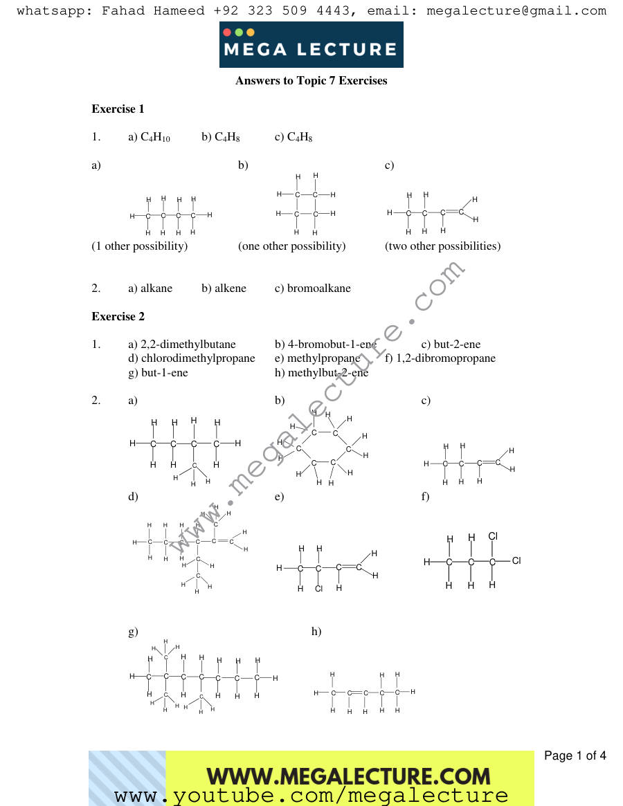 Page 1 of To Exercises 1 — Answers