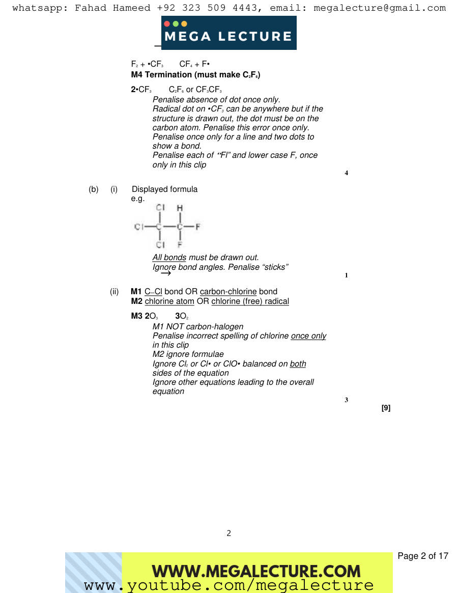 Page 2 of Notes — Marking scheme