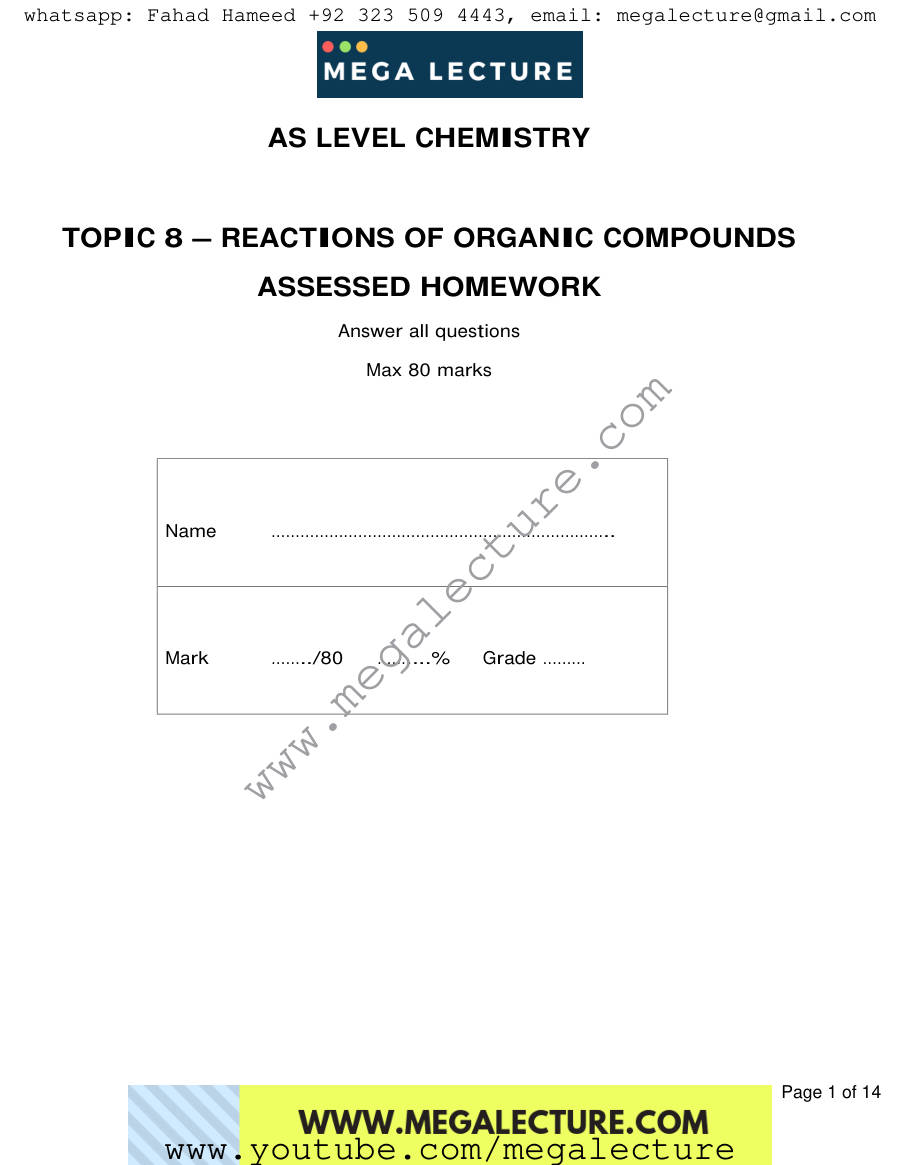 Page 1 of Notes — Worksheet