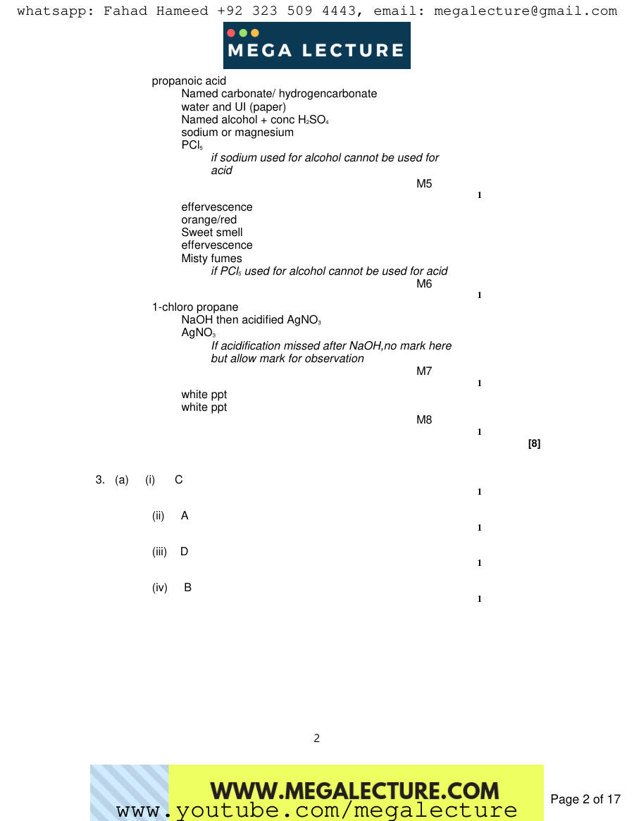 Page 2 of Notes — Marking scheme
