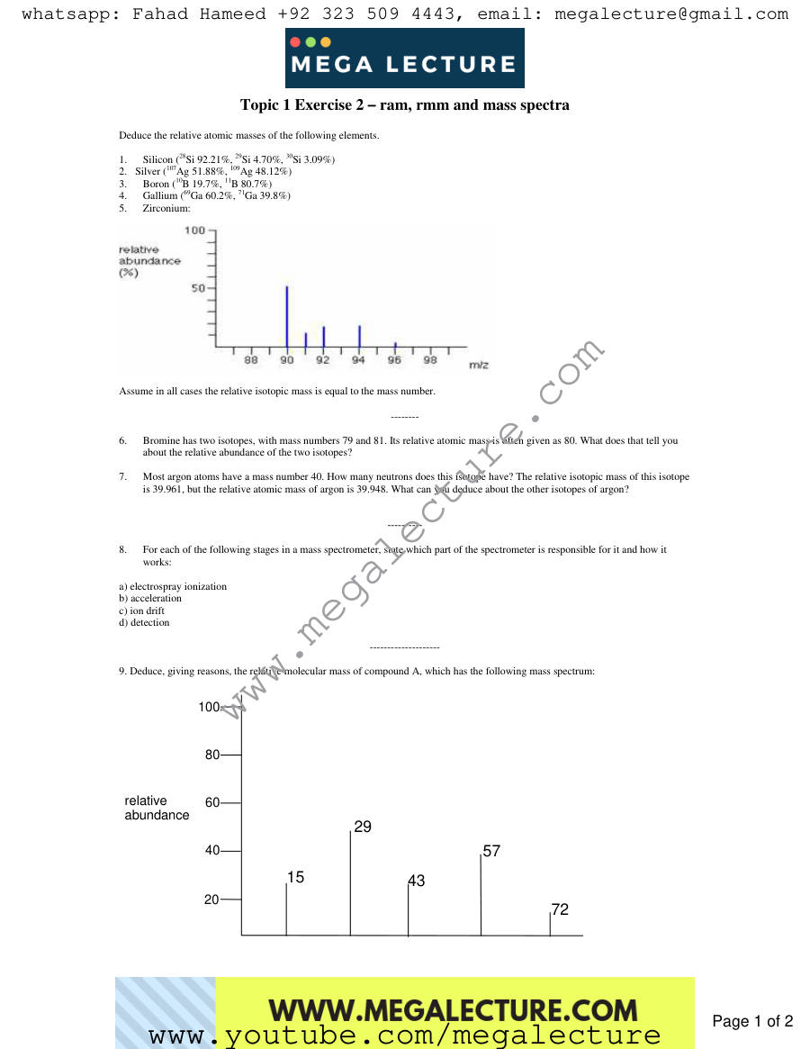 Page 1 of Relative Mass And The Mass Spectrometer
