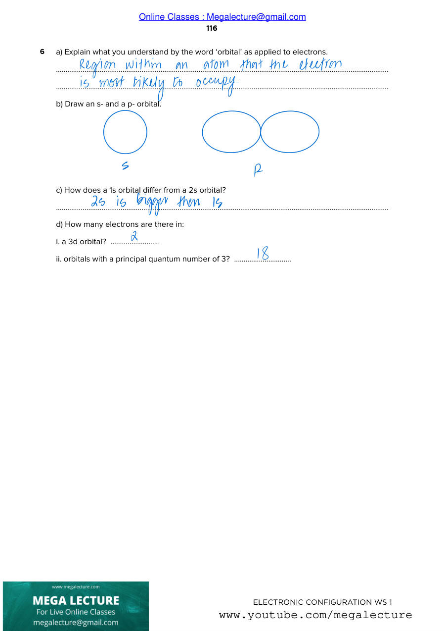Page 2 of Electronic Configuration — Answers