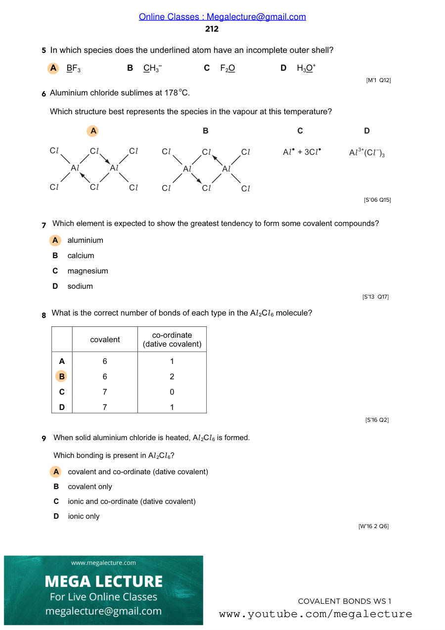Page 2 of Covalent Bonds — Answers