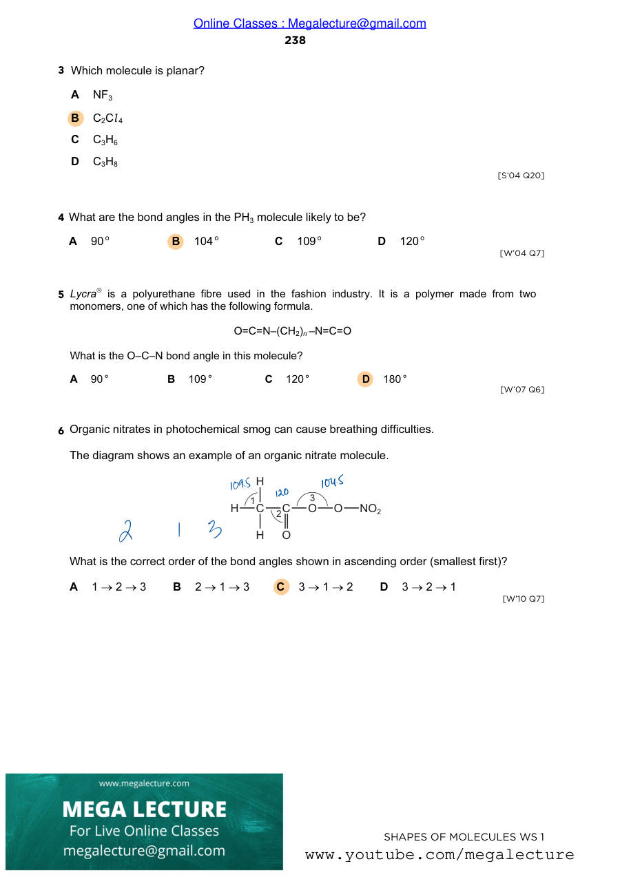 Page 2 of Shapes Of Molecules — Answers