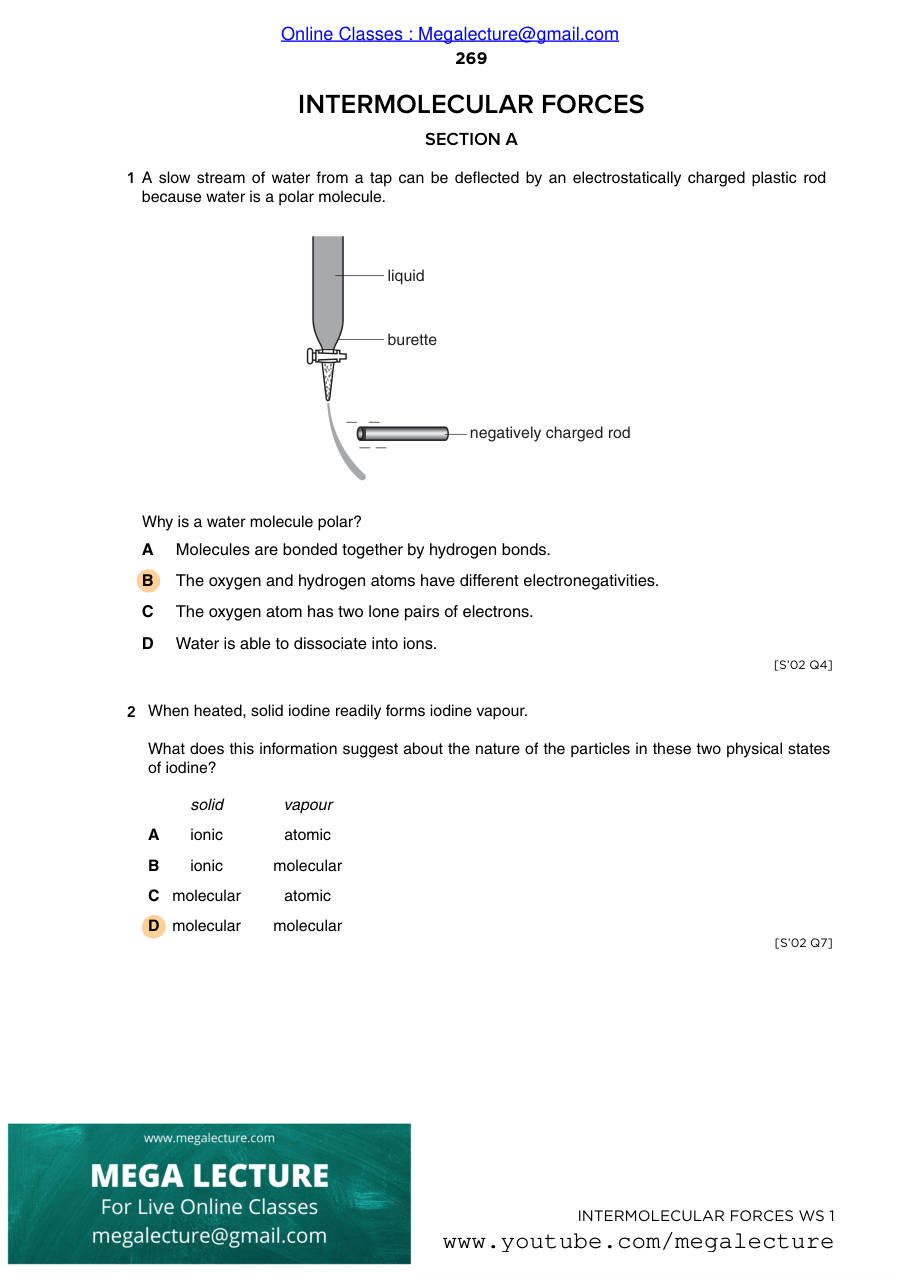 Page 1 of Intermolecular Forces — Answers