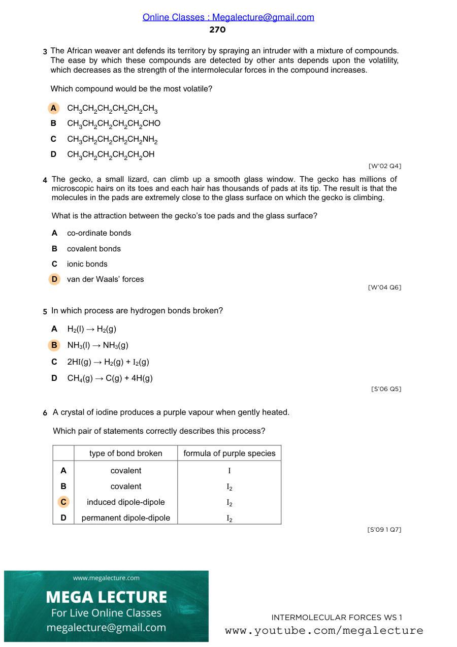 Page 2 of Intermolecular Forces — Answers