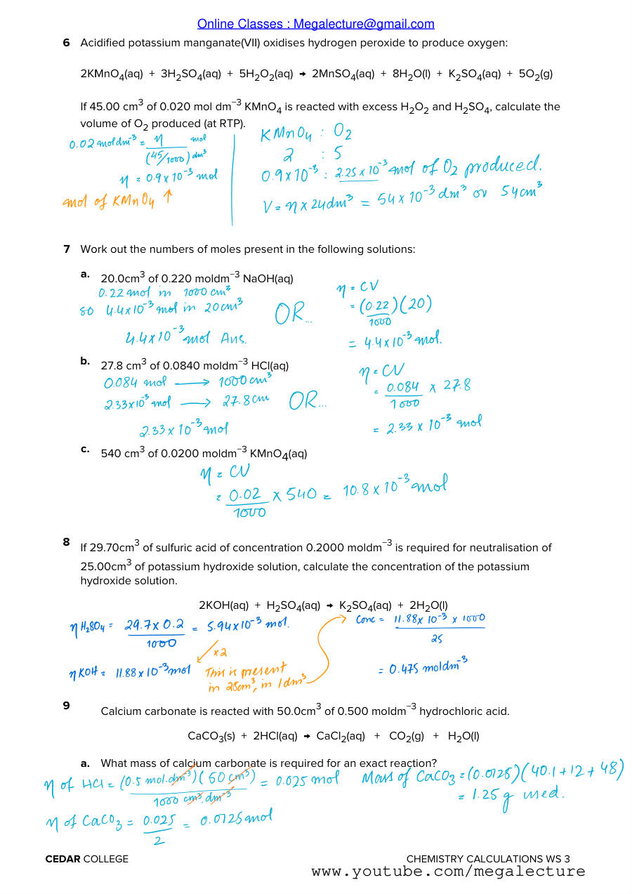 Page 2 of Moles And Solutions — Answers