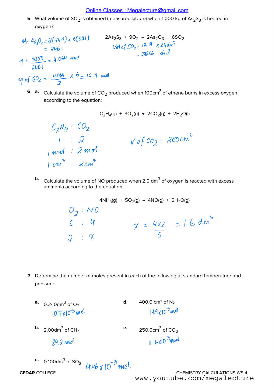 Page 2 of Moles And Volume — Answers
