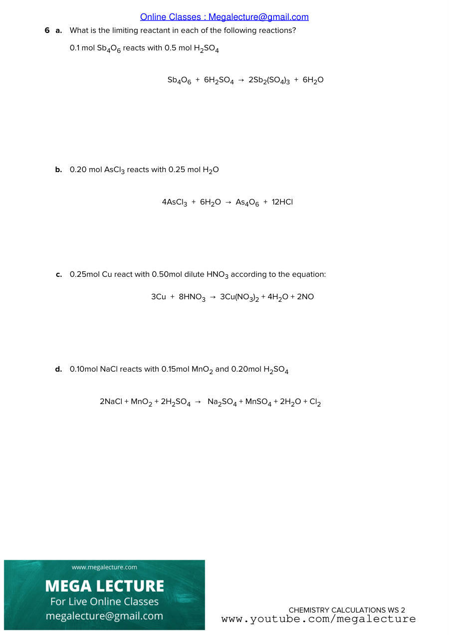 Page 2 of Moles And Mass — Worksheet