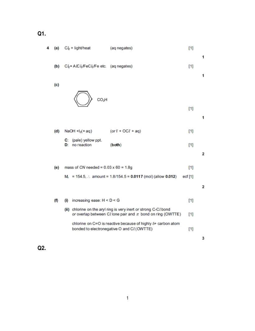 Page 1 of Marking scheme