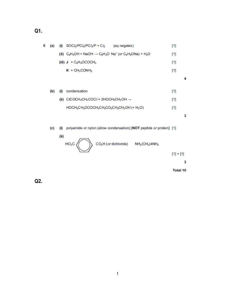 Page 1 of Marking scheme