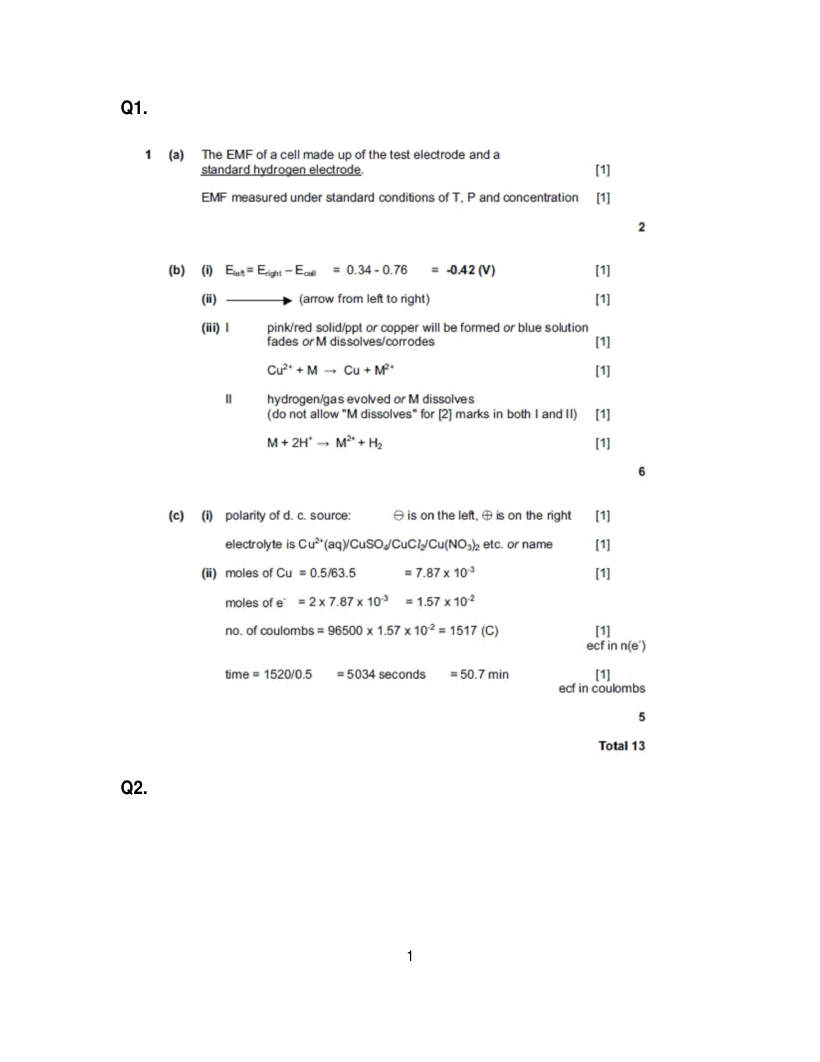 Page 1 of Marking scheme