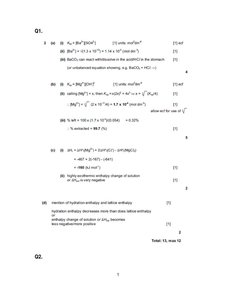 Page 1 of Marking scheme