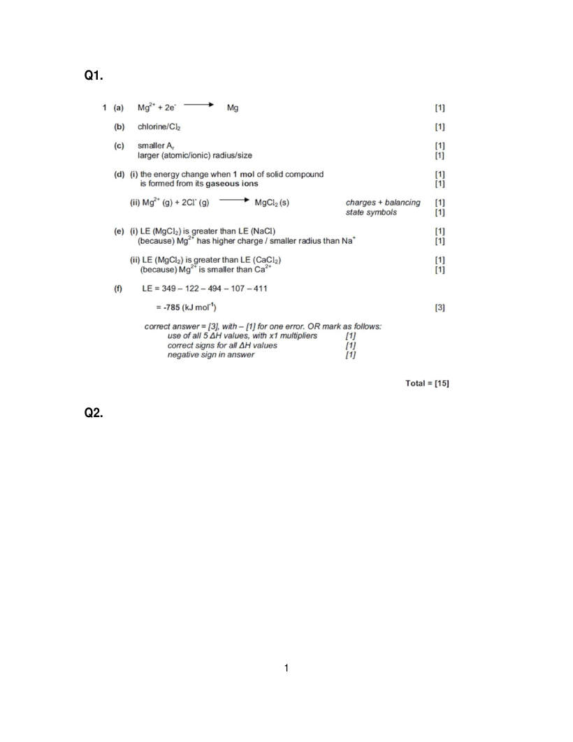 Page 1 of Marking scheme