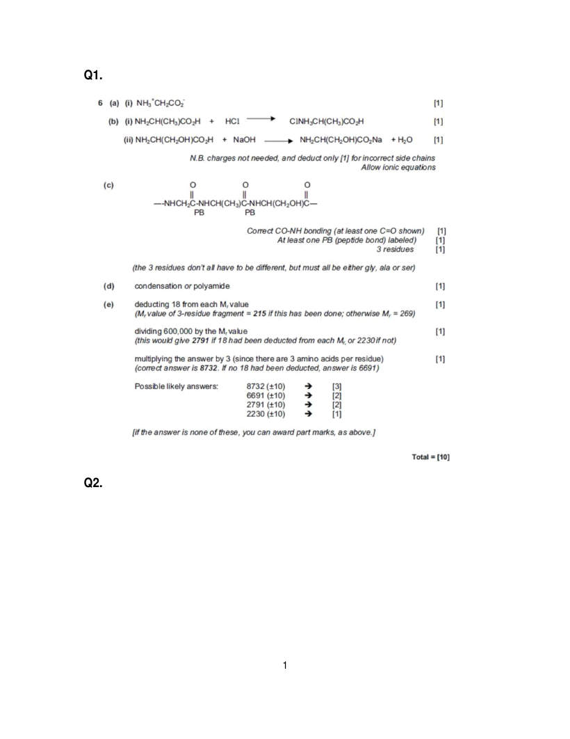 Page 1 of Marking scheme