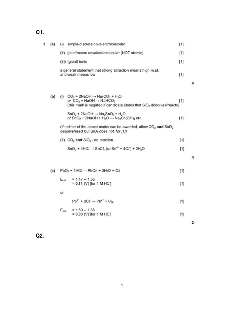Page 1 of Marking scheme
