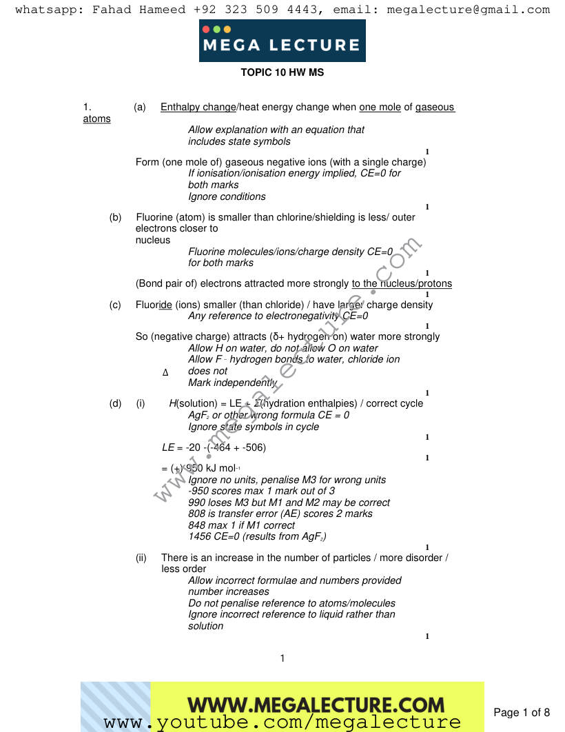 Page 1 of Marking scheme