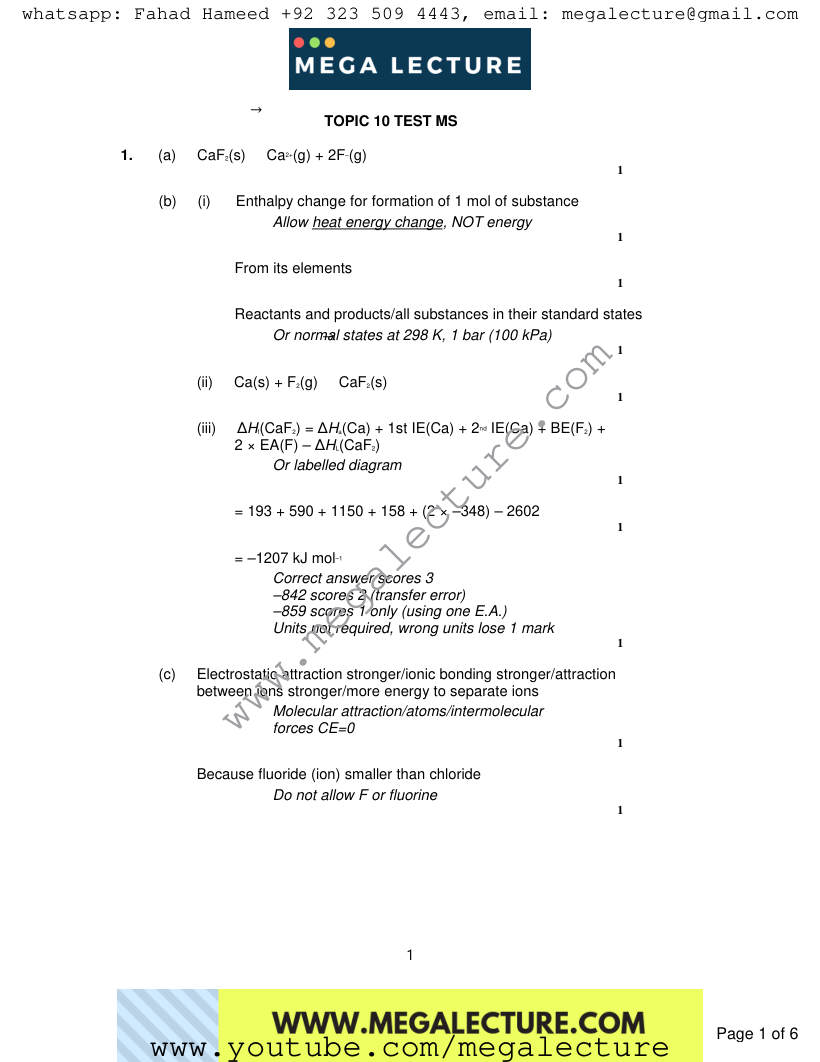 Page 1 of Marking scheme