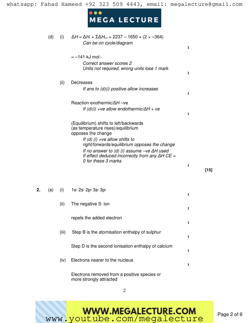 Page 2 of Marking scheme