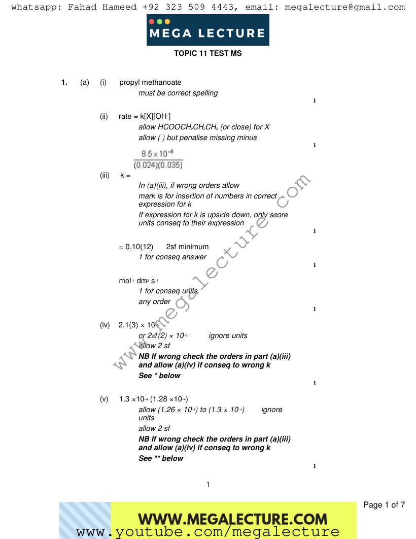 Page 1 of Marking scheme