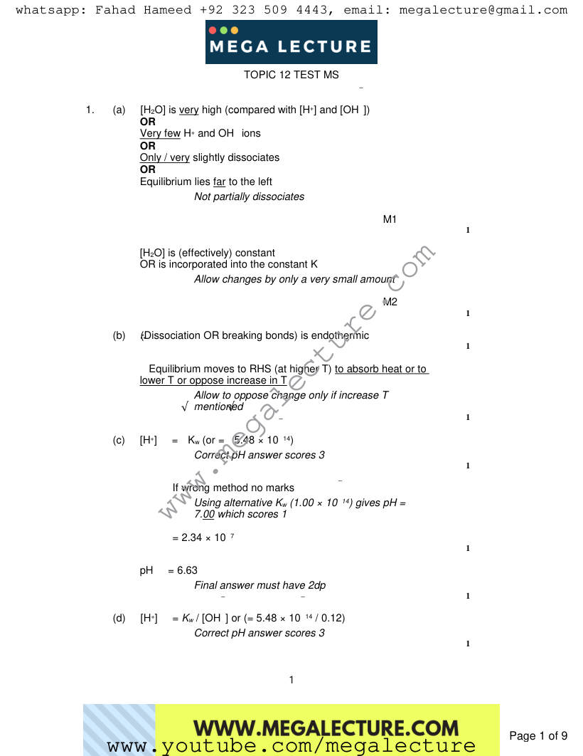 Page 1 of Marking scheme