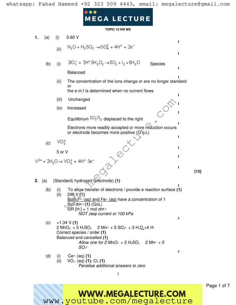 Page 1 of Marking scheme
