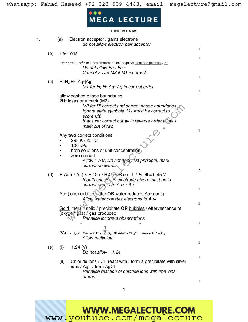Page 1 of Marking scheme